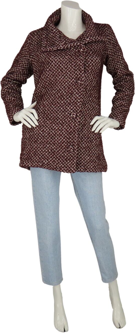 Anthropologie Paper Crown Pea Coat Tweed Woven Knit Coat Jacket NWT